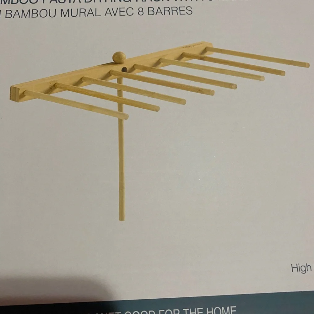 Wall mounted bamboo pasta drying rack